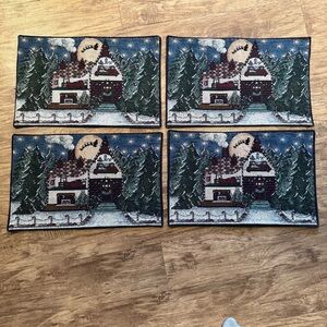 Vgt Holiday Tapestry Embroidered Christmas Placemats 4 ct Night before Christmas
